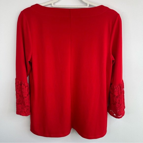 Banana Republic Factory Women's Red Lace Sleeve Top Size S - Picture 6 of 9